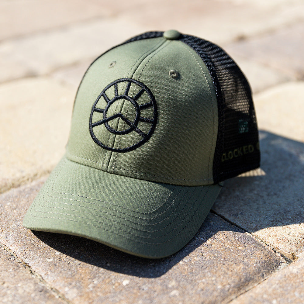 Clocked Out Trucker Hat - Olive / Black